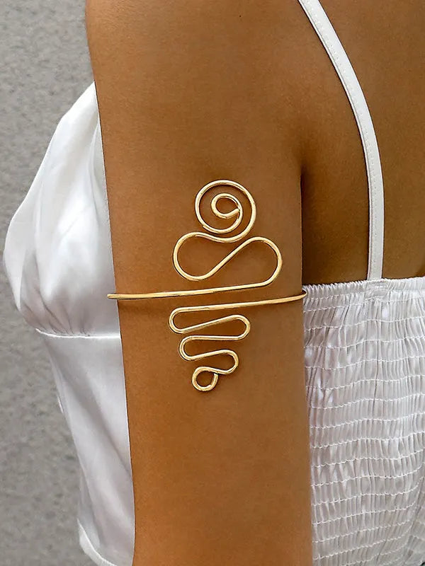 Floral Open Arm Cuff ¨C Punk Style Geometric Arm Ring