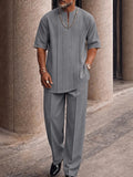 Smart Casual Pleated Front T-Shirt Pants Set
