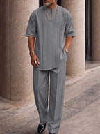 Smart Casual Pleated Front T-Shirt Pants Set