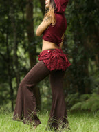 Pixie Hood Wrap Top, Boho Rave Festival Vest, Psytrance Fairy Hippie Crop