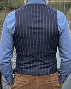 Vintage Navy Blue Striped V-neck Vest