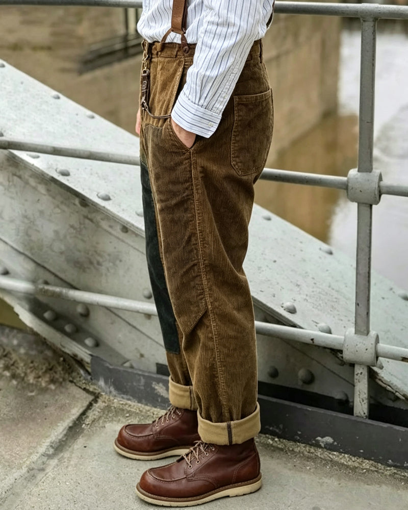 Vintage Tobacco©\Brown Wide©\Wale©\Corduroy Multi©\Patched Trousers