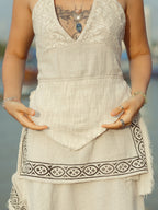 Bohemian Halter Tassel Asymmetric Top