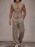 Modern Plaid Suit Vest and Pants Set