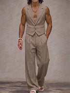 Modern Plaid Suit Vest and Pants Set