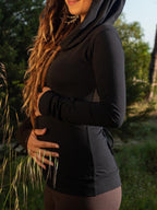 Long Sleeve Cowl Neck Hoodie: Bohemian Festival Top
