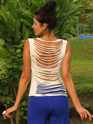 Tattered Tank Top - Shredded Sexy Open Back - Cut Out Top