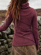 Asymmetric Seam Cowl Neck Top, Earthy Bohemian Sweater