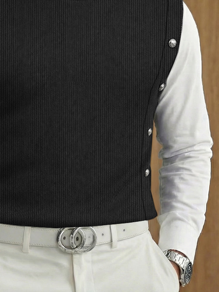 Trendy Versatile Button Accent Ribbed Vest