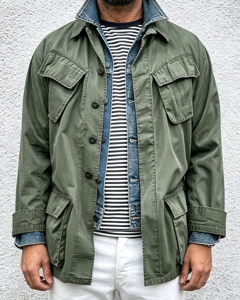 Vintage Olive Green Rip©\Stop Cotton M©\65 Military Field Jacket