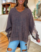 Mix Print Waffle Sweatshirt