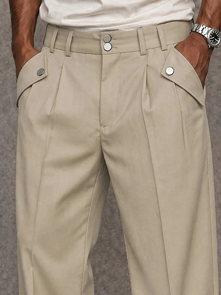 Modern Essential Button Accent Pants