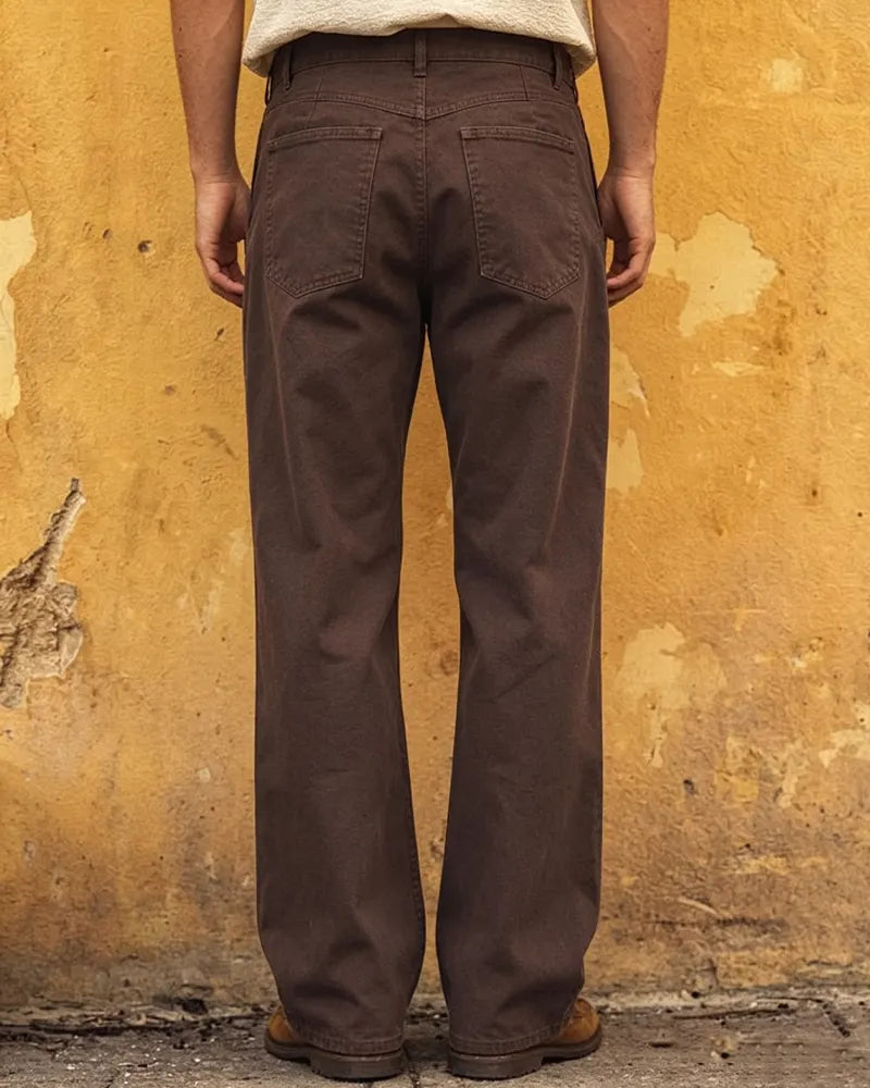 Vintage Brown Straight-leg Pants