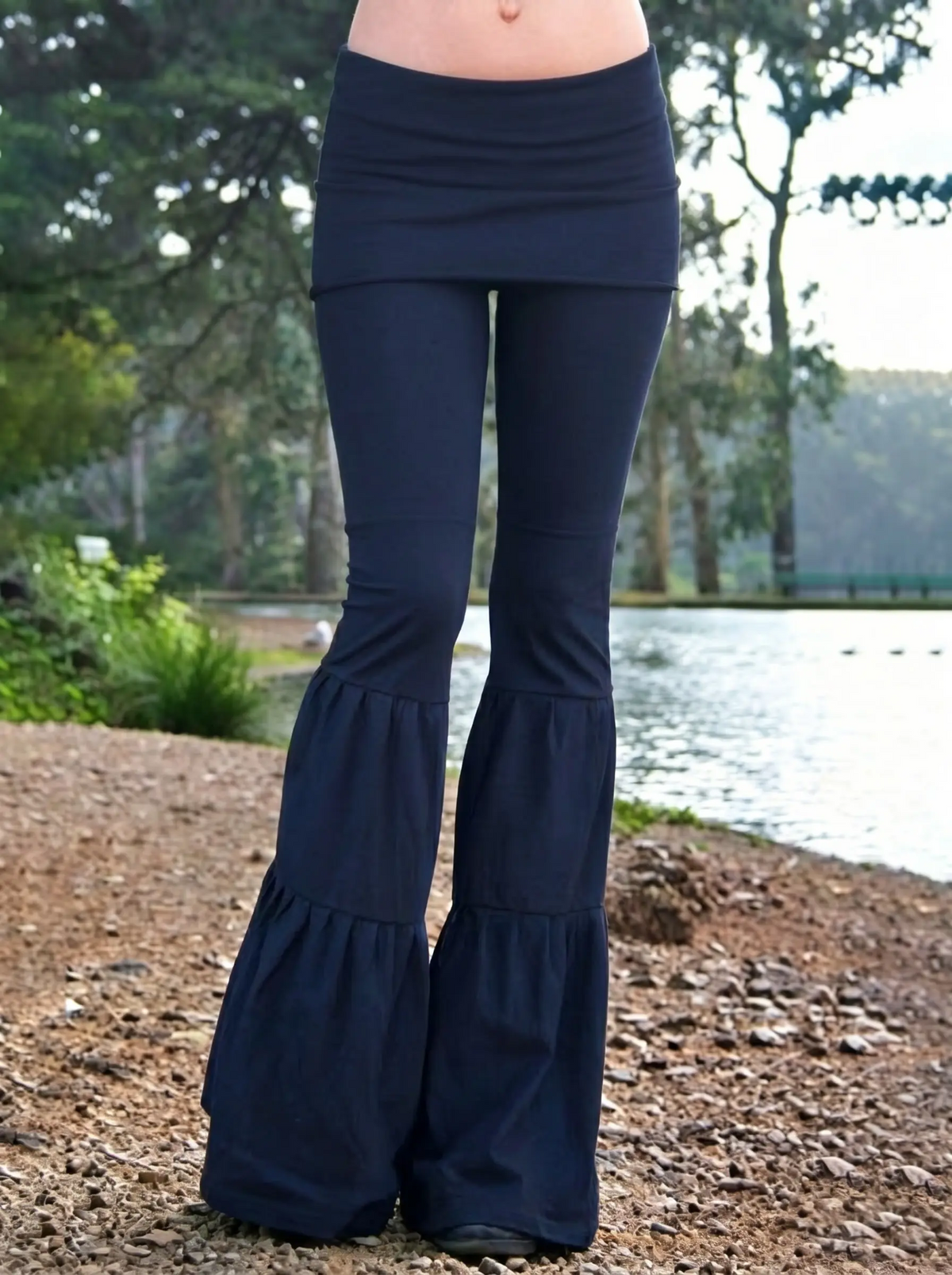 Pure Color Low Waist Yoga Wide-legs Long Pants