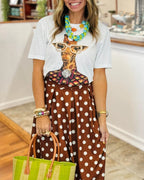 Giraffe Rhinestone Crewneck T-Shirt