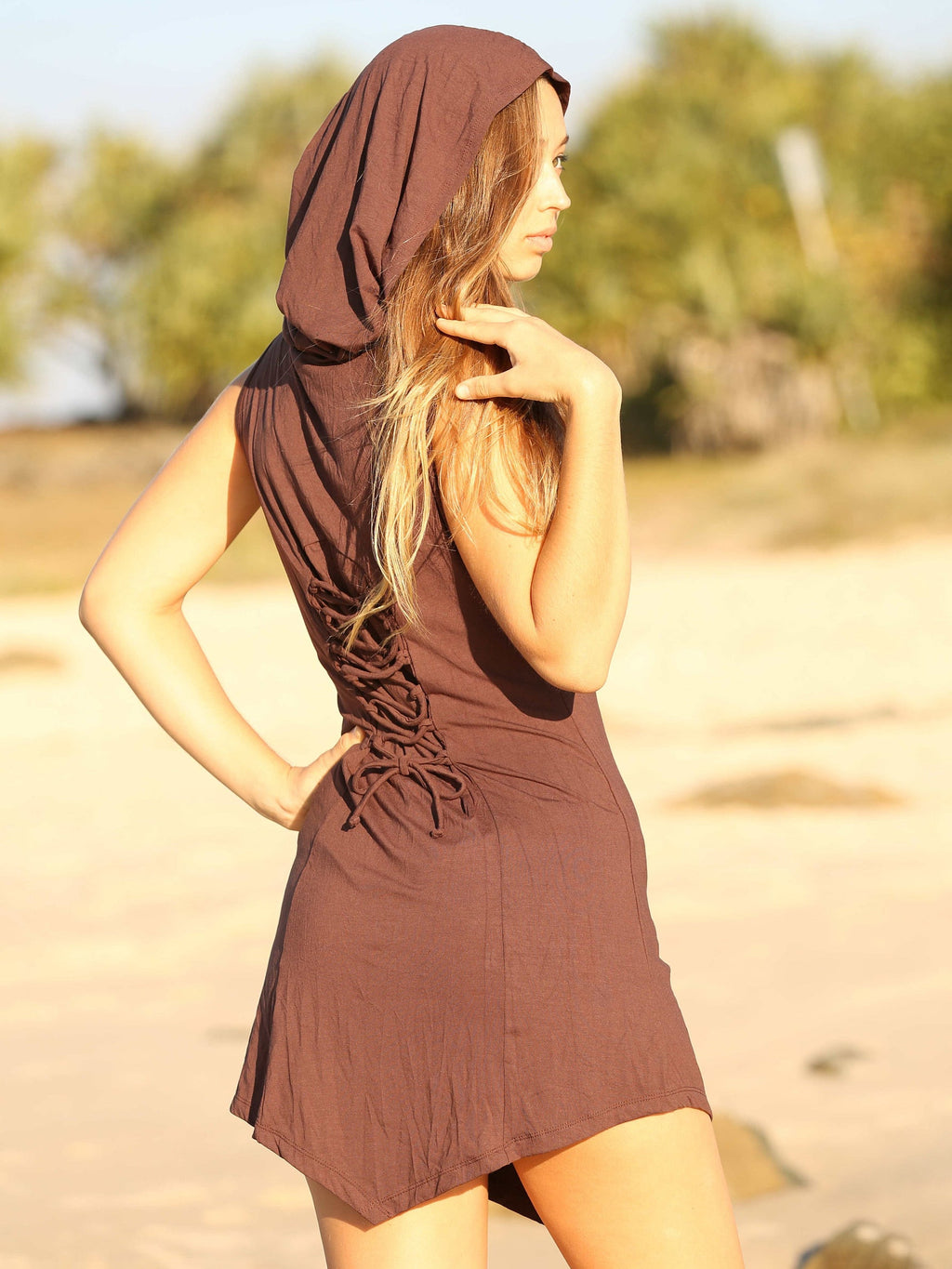 Elven Hood Dress, Festival Fairy Outfit, Boho Pixie Burning Man Clothing, Tribal Rave Hippie