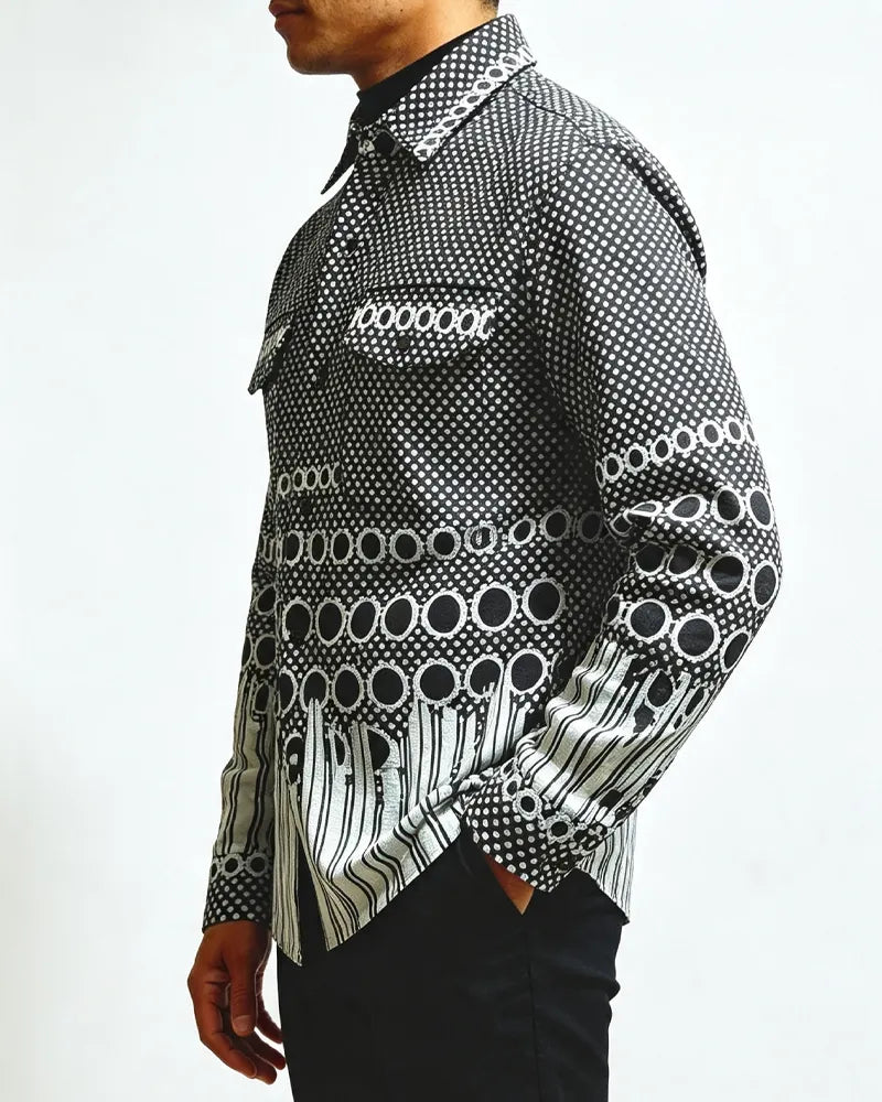 Vintage Black Mixed Geometric Graphic Print Long Sleeve shirt