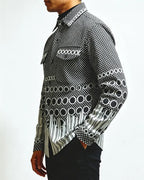 Vintage Black Mixed Geometric Graphic Print Long Sleeve shirt