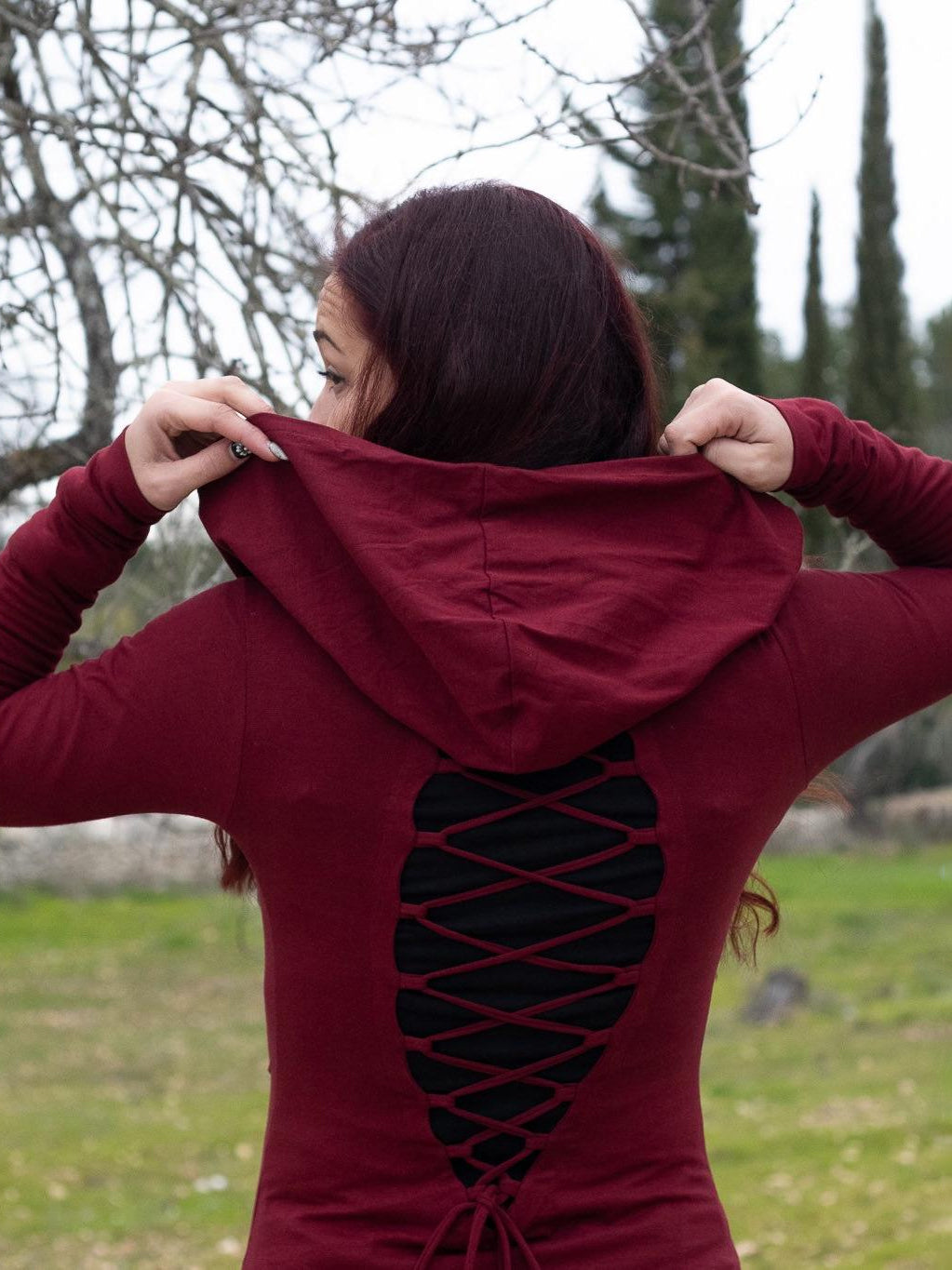 Long Sleeve Cowl Neck Hoodie: Bohemian Festival Top