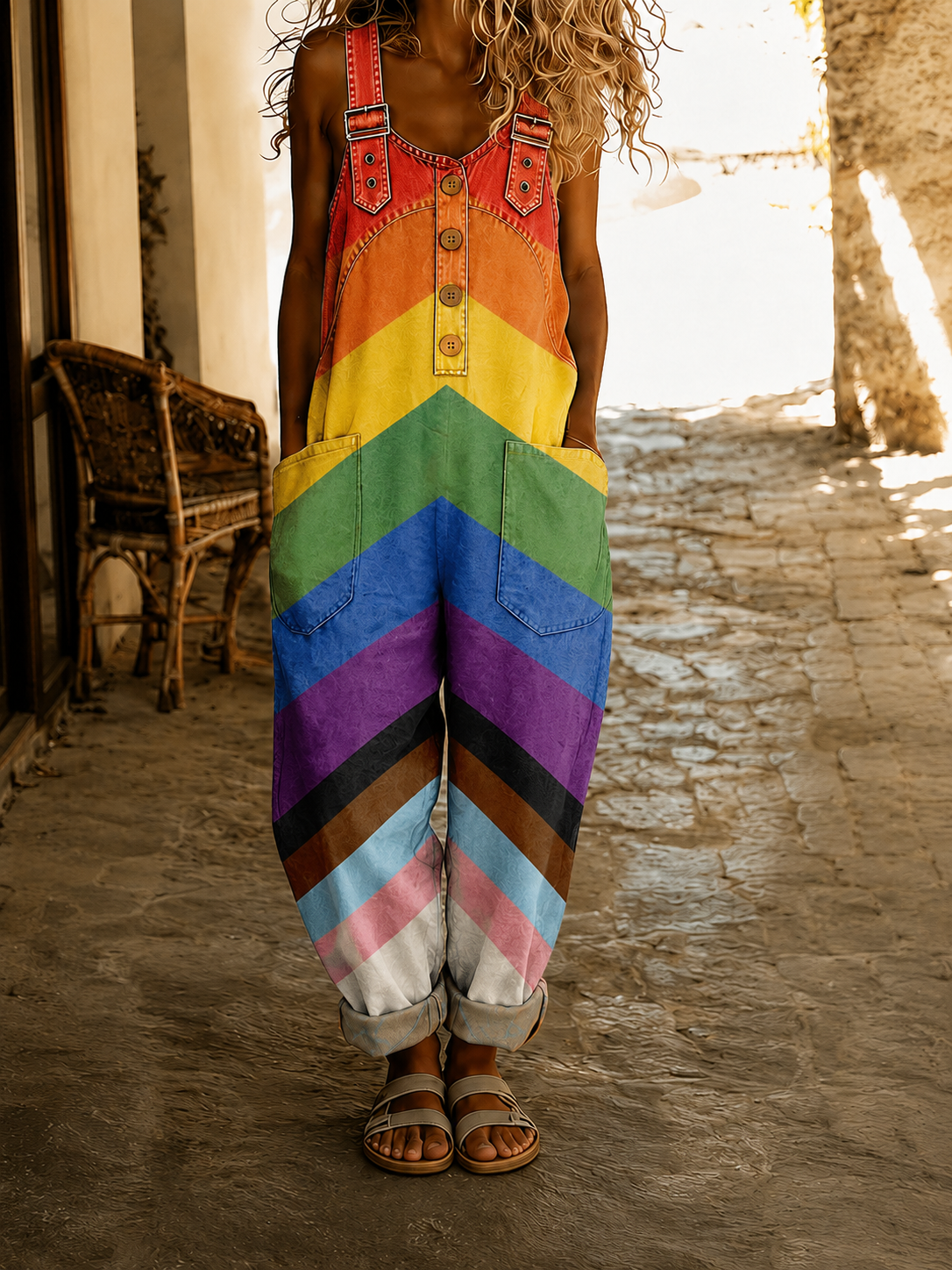 Pride Month Rainbow Art Print Vintage Jumpsuit