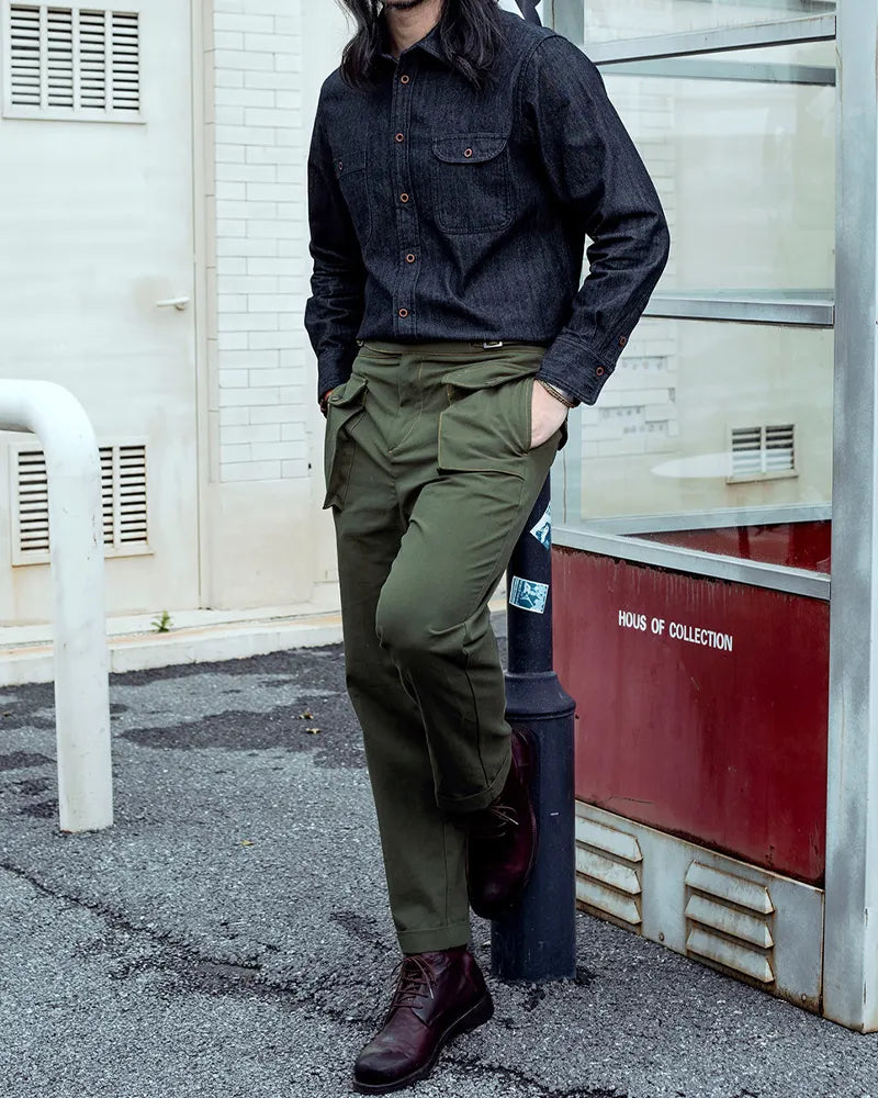 Vintage Army©\Green Military©\Issue Relaxed©\Tapered Combat Cargo Trousers