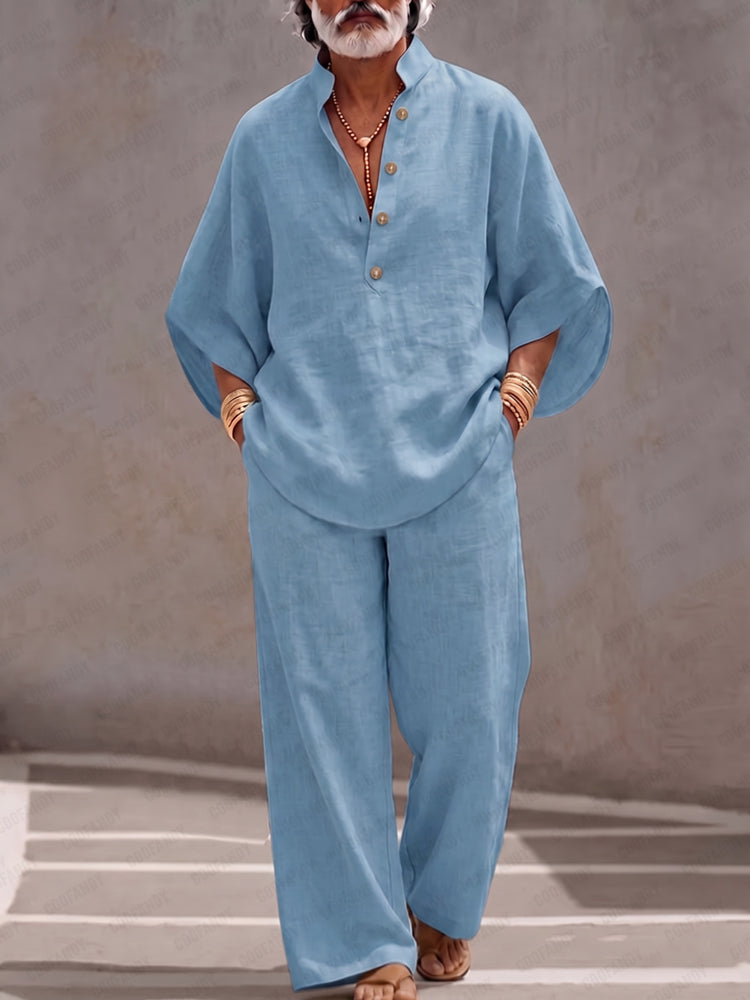Minimalist 100% Cotton Batwing Sleeve Top and Pants Set