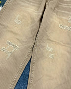 Vintage Khaki Herringbone Twill Straight Military Trousers