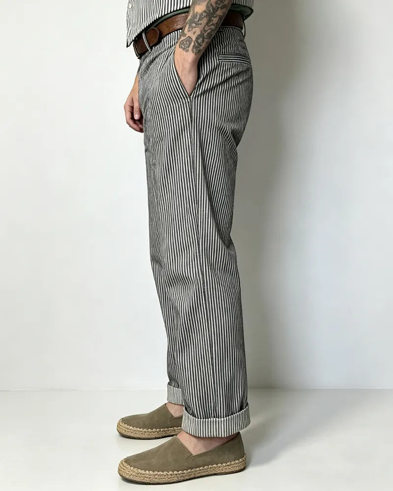 Vintage Hickory Stripe Relaxed Straight©\Leg Cargo Pants