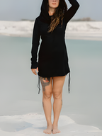 Tribal Cowl Neck Hooded Slim-Fit Long Sleeve Top