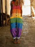 Pride Month Rainbow Art Print Vintage Jumpsuit