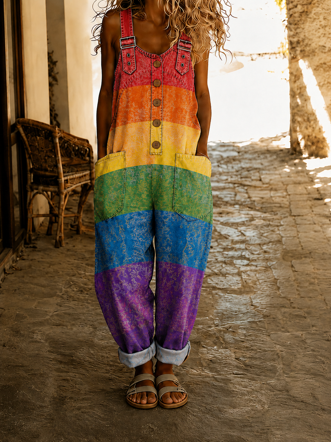 Pride Month Rainbow Art Print Vintage Jumpsuit