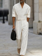Modern Sleek Cropped Shirt and Pants Set