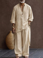 Zen-inspired 100% Cotton High Low Hem Longline Top Set