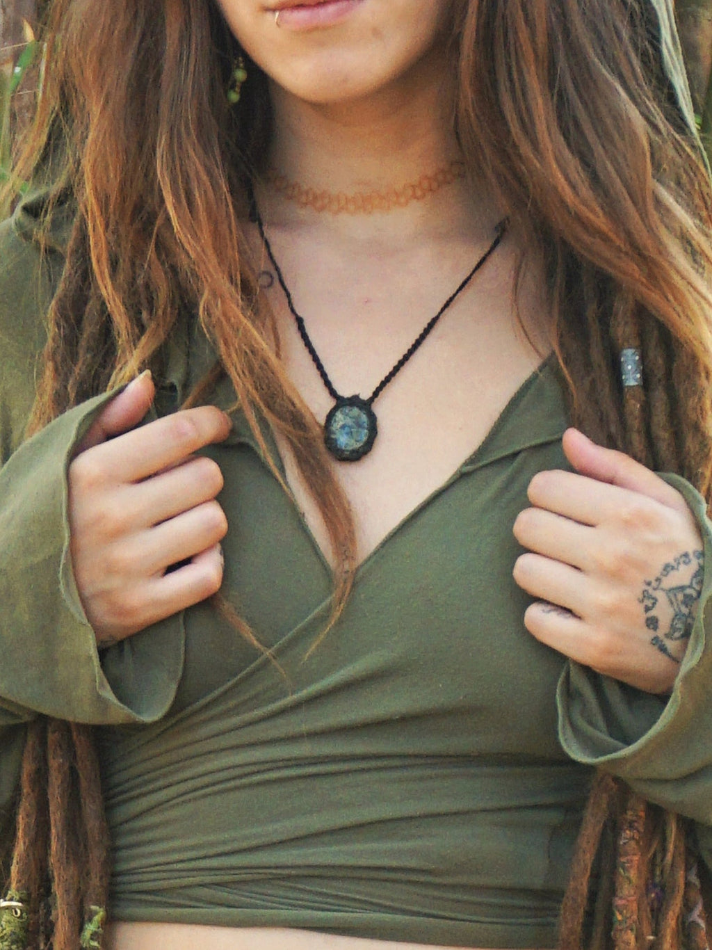 Sage Hooded Wrap Top: Green Stretchy Long Sleeve Hoodie Jacket Eco Viscose Fabric