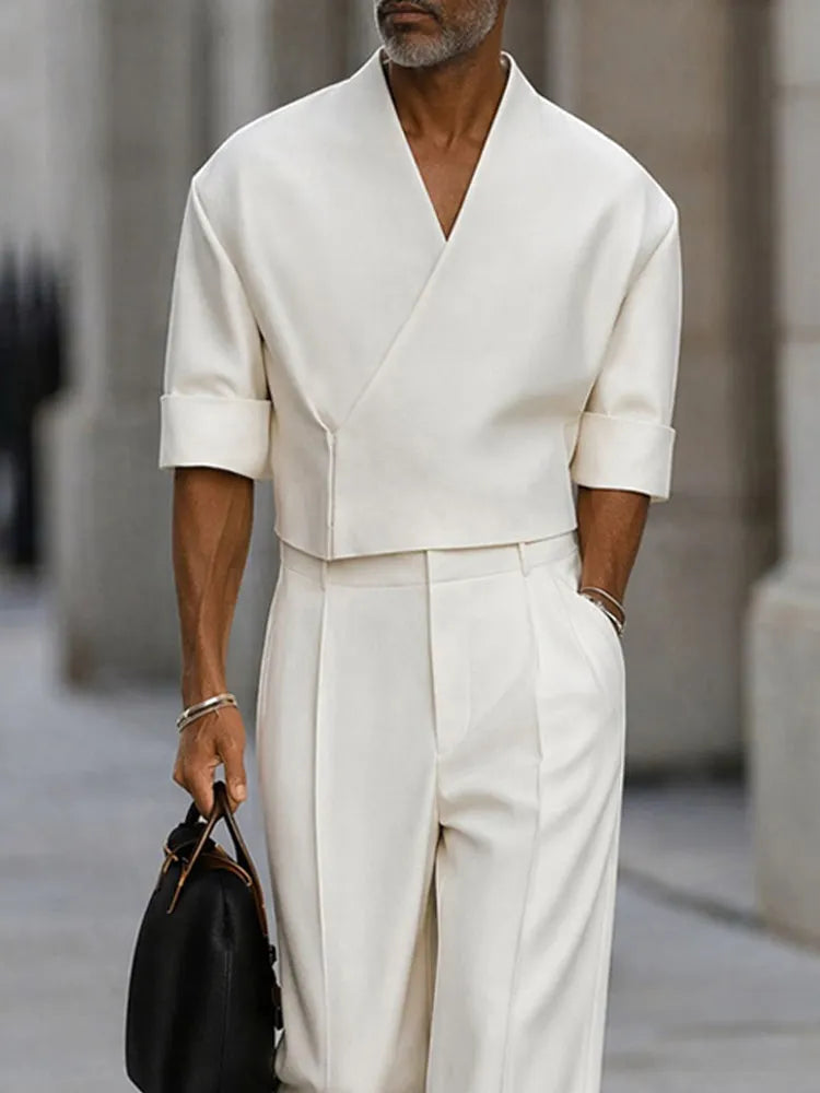 Modern Sleek Cropped Shirt and Pants Set