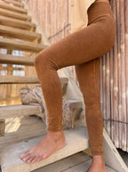 Washed Ribbed High-Waist Yoga Leggings