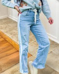 Side Striped Washed Denim Jeans