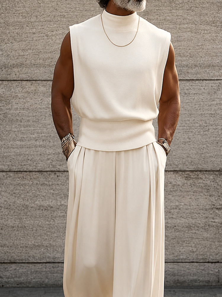 Minimalism Urban Casual Sleeveless Matching Sets