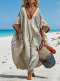 Women's Flowy Striped V-neck Maxi Dress