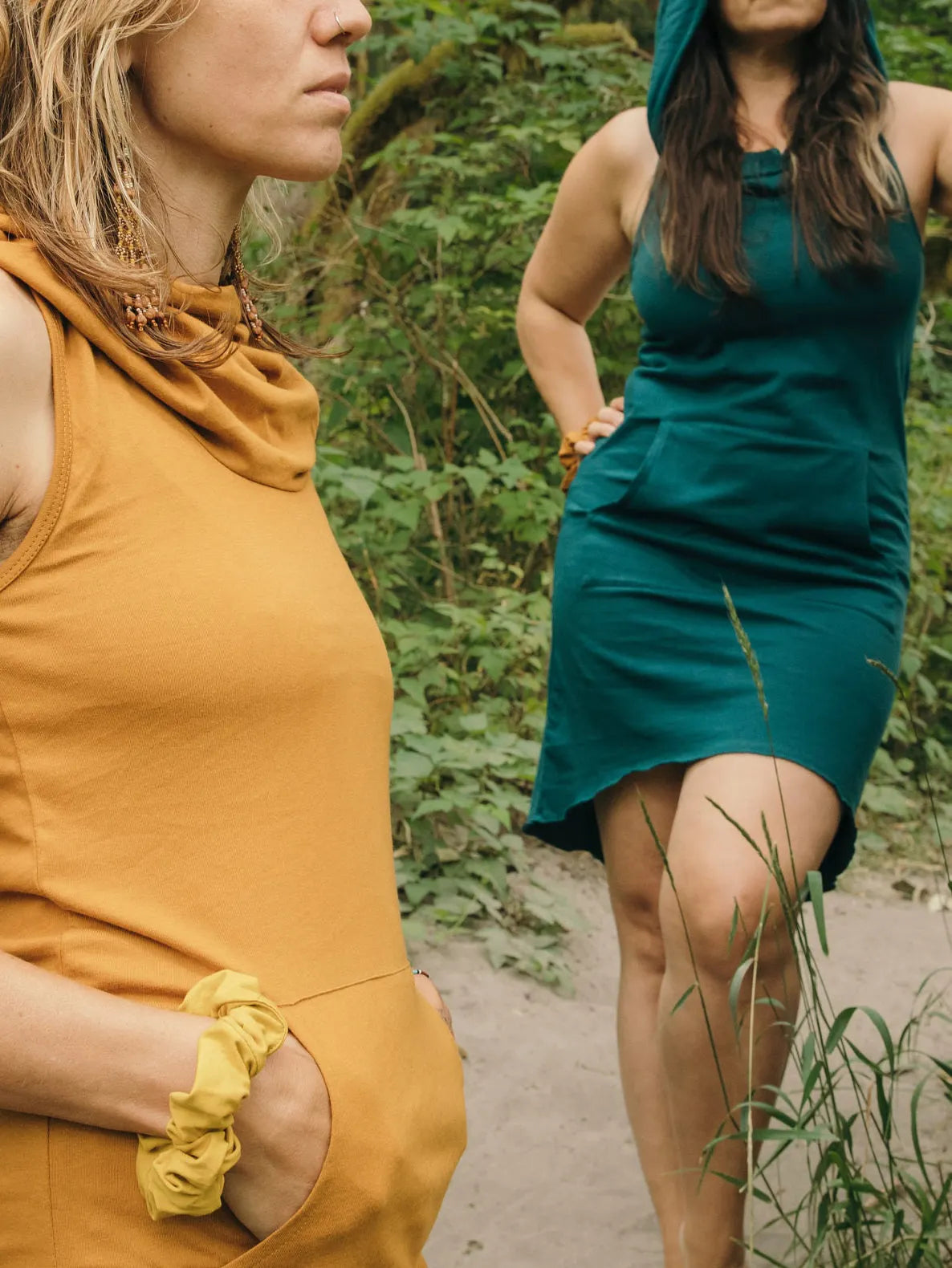Sleeveless Nomad Dress - Hooded Cowl Sundress with Pocket