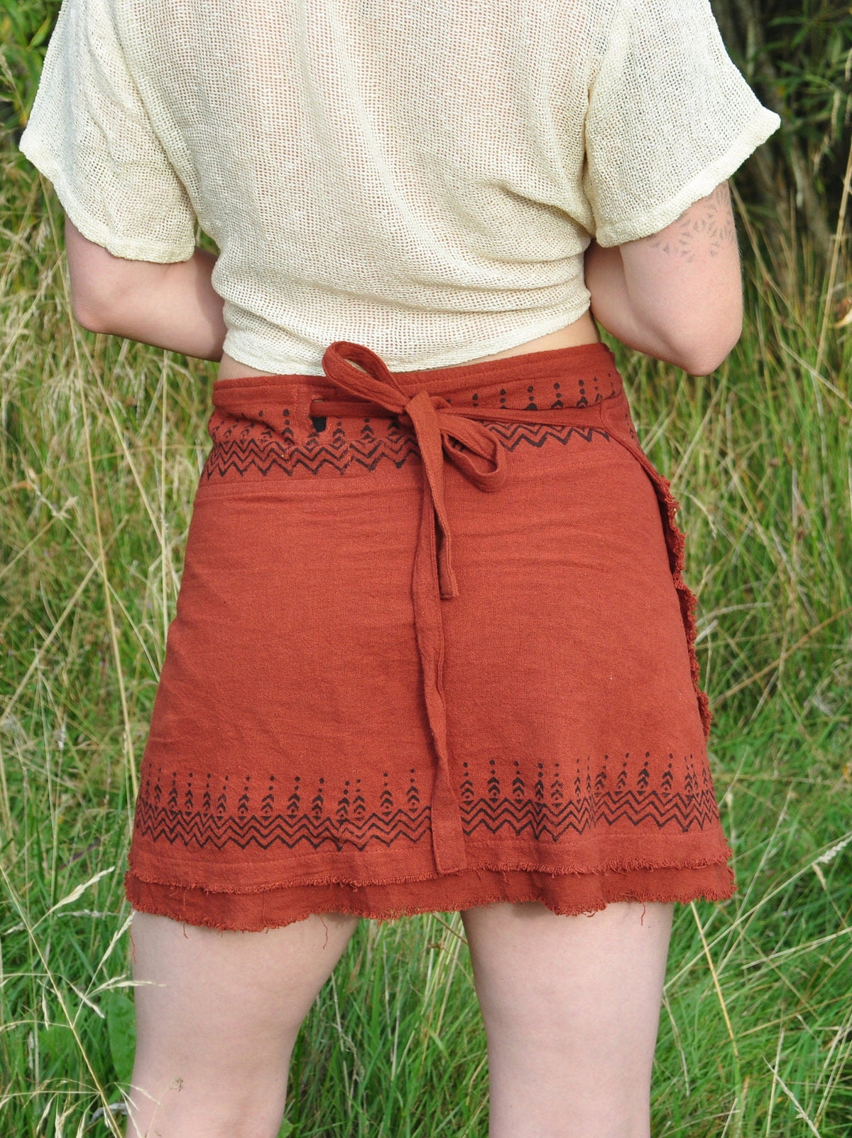 Block Printed Mini Wrap Skirt | 100% Cotton