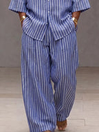 Chic Loose Fit Vertical Stripe Matching Set