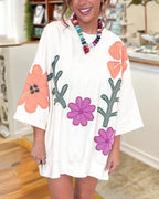 Floral Patch Oversized Top