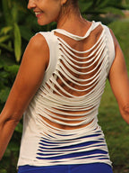 Tattered Tank Top - Shredded Sexy Open Back - Cut Out Top