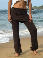 YOGA SKIRT PANTS, Brown Yoga Pants, Skirted Pants, Hoop Pants