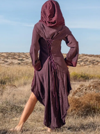 Elven Cotton Hood Jacket: Raw Spring Summer Jacket With Pockets