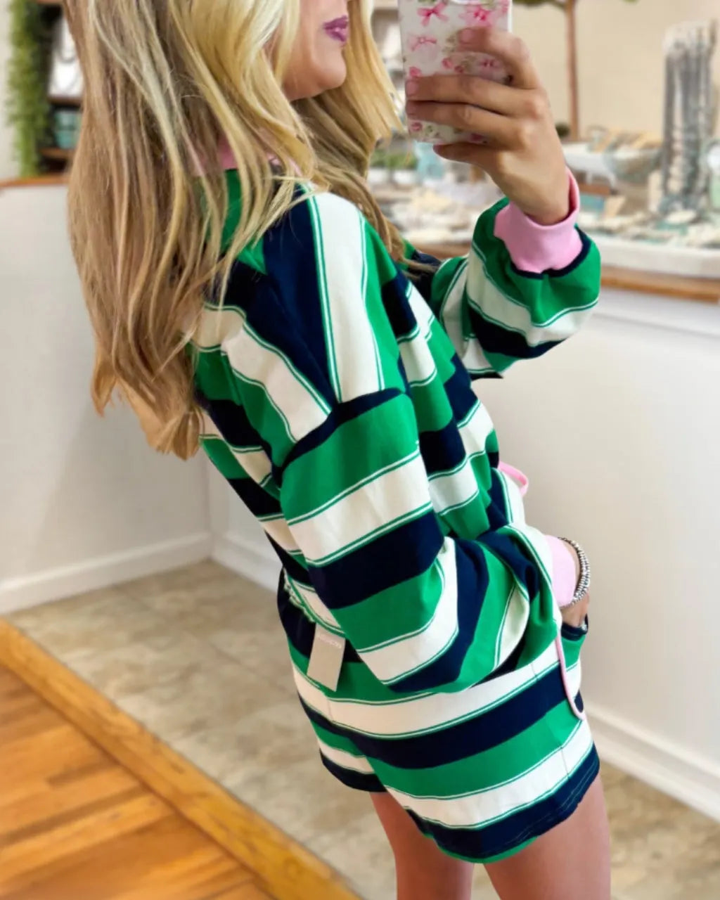 Colorblocked Striped Shorts Set