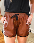 Football-stitch Print Satin Shorts