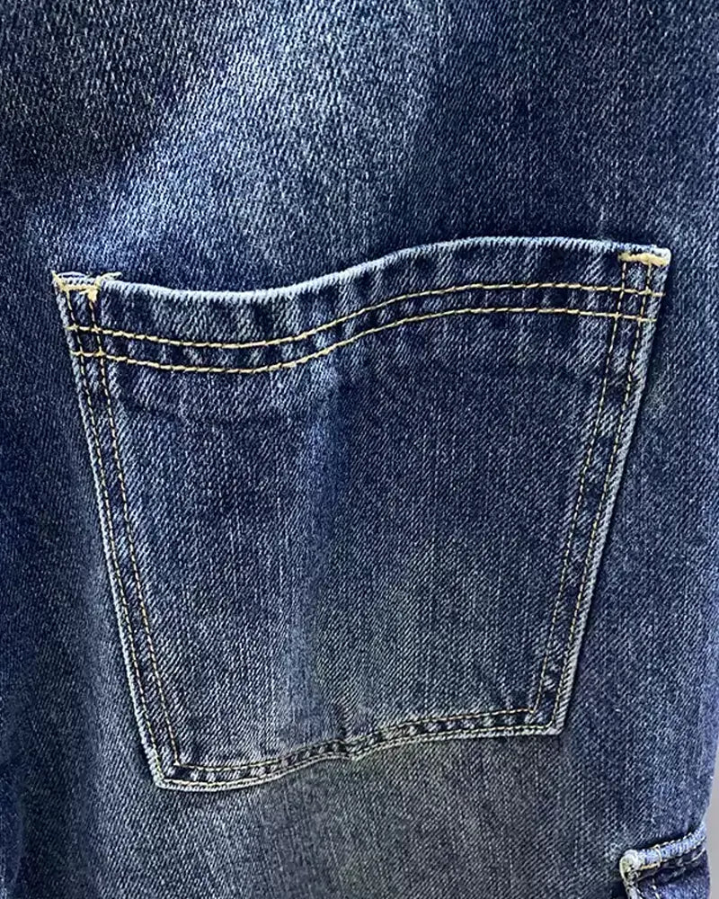 Vintage Washed Cargo Wide©\Leg Denim Pants