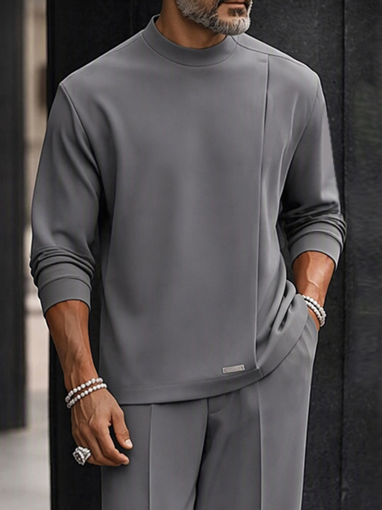 Smart Casual Pleated Design Top Pants Set